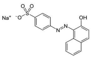 Chemical structure of the anionic dye Red 40